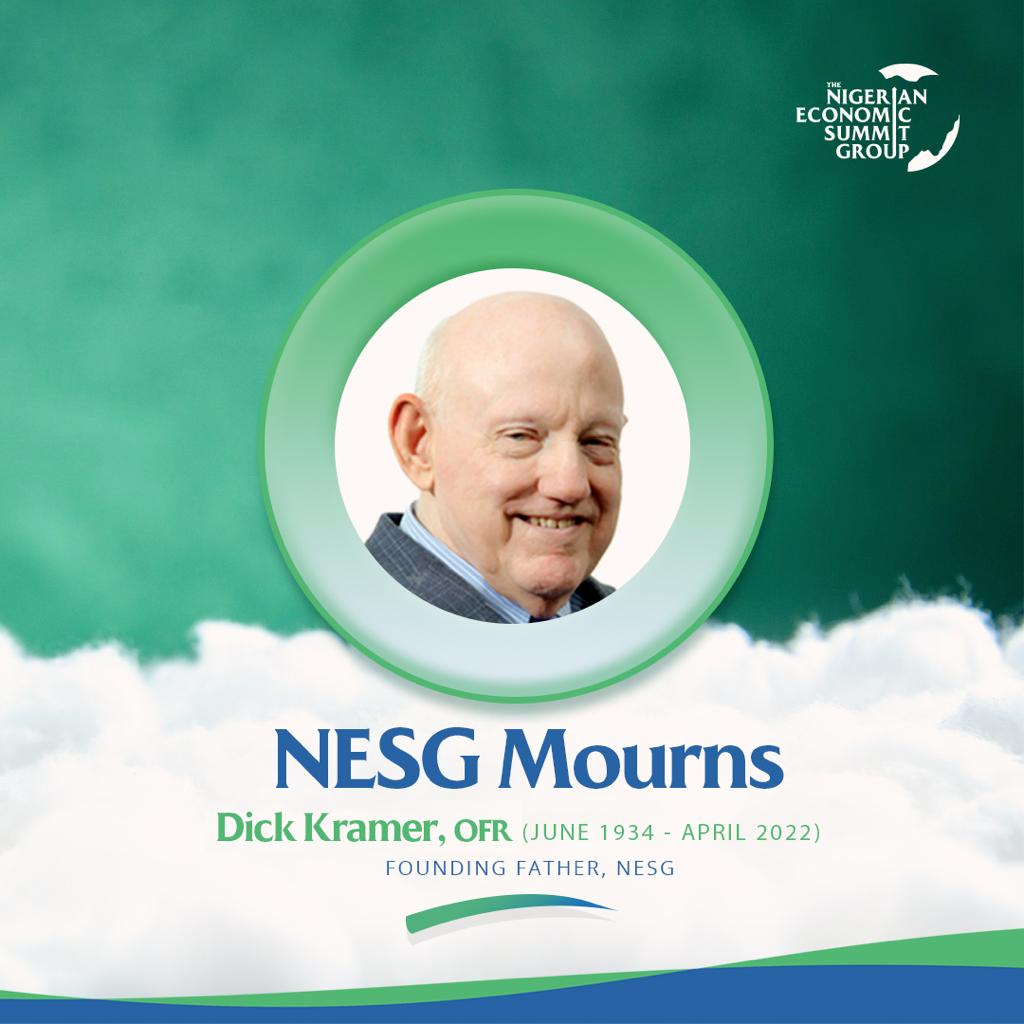 NESG Mourns the Death of Founding Father, Dick Kramer,The Nigerian Economic Summit Group, The NESG, think-tank, think, tank, nigeria, policy, nesg, africa, number one think in africa, best think in nigeria, the best think tank in africa, top 10 think tanks in nigeria, think tank nigeria, economy, business, PPD, public, private, dialogue, Nigeria, Nigeria PPD, NIGERIA, PPD, The Nigerian Economic Summit Group